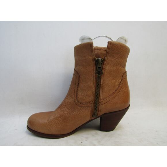 Sam Edelman Womens Sz 7.5 M Brown Leather Fringe Zip Ankle Fashion Boots Bootie - Picture 2 of 11